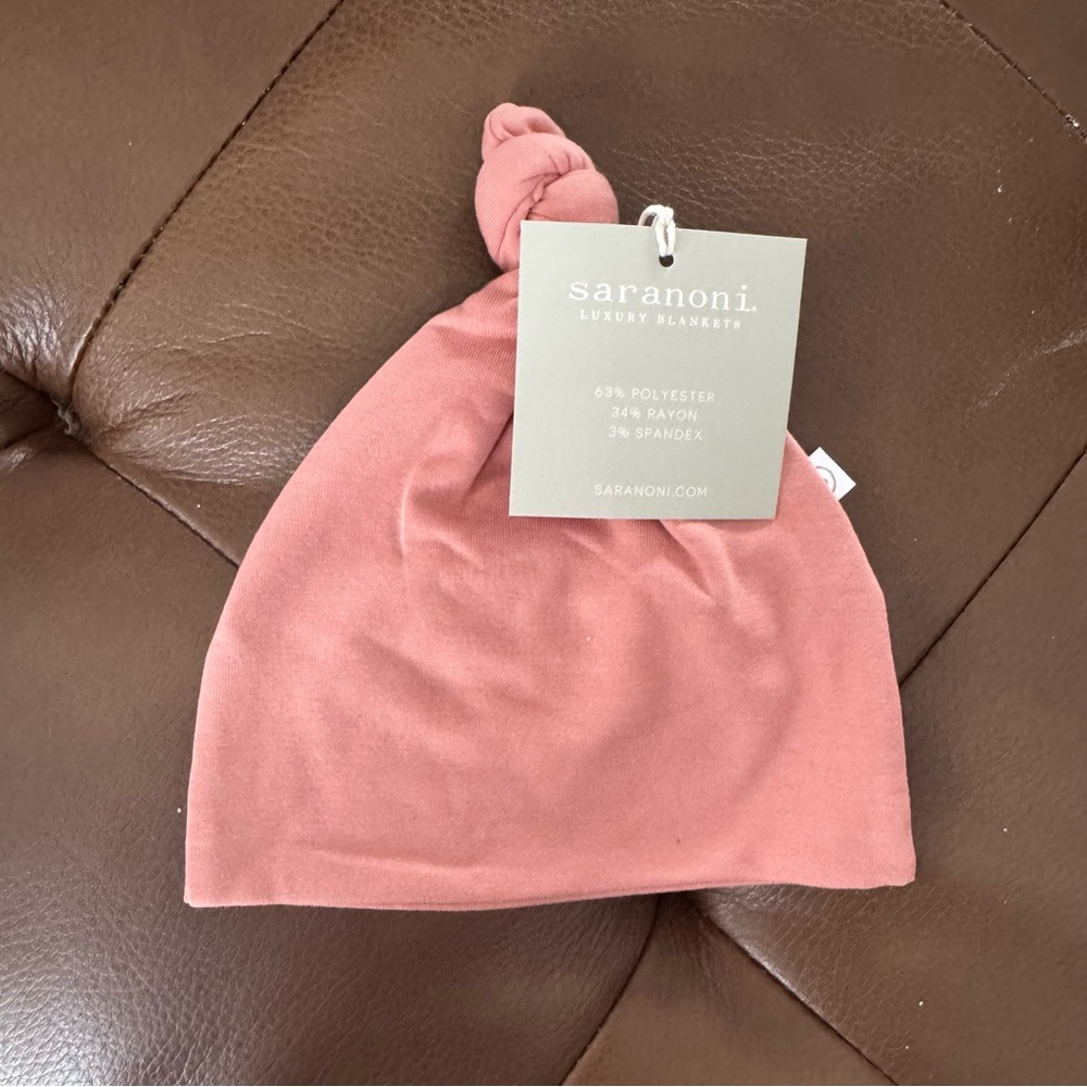 Pink Knotted Saranoni Baby Hat, Soft Knit